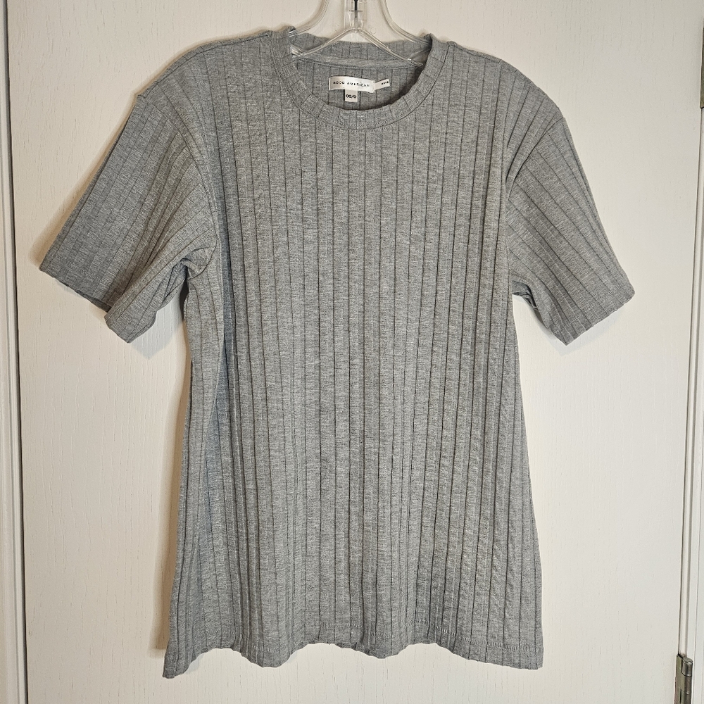 Good American Womens Ribbed Boyfriend Top
